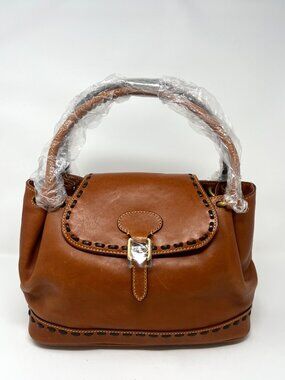Dooney & Bourke 8L988 Flap Satchel Natural Leather Handbag NWT